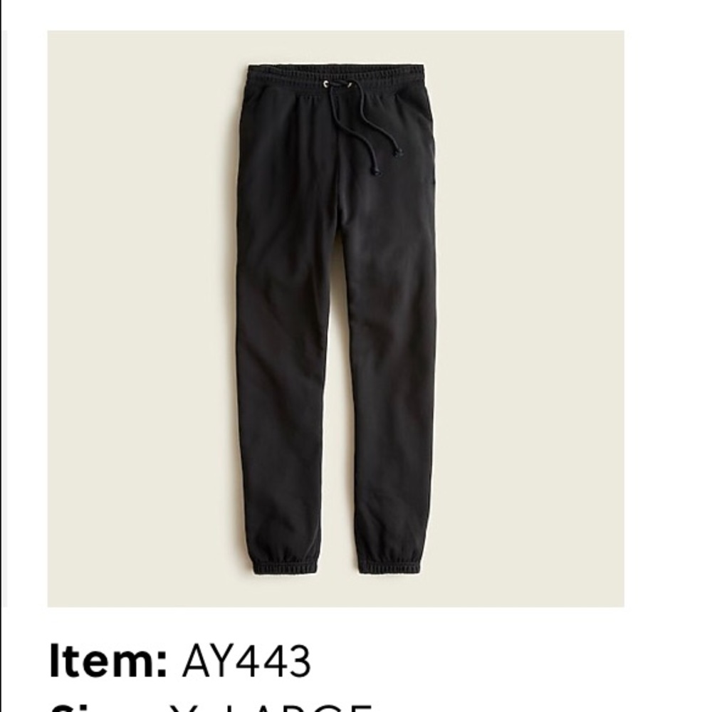 New J. Crew University Terry sweatpants with logo. New In Bag. Black.